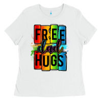 White free dad hugs Ladies Tee - OliviaCreatesArt