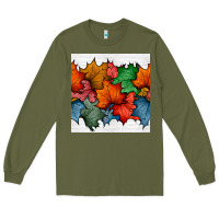 Army Green autumn  leaves seamless pattern Long Sleeve Tee - BundleAndBundleShop