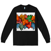 Black autumn  leaves seamless pattern Long Sleeve Tee - BundleAndBundleShop