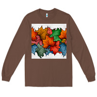 Chestnut autumn  leaves seamless pattern Long Sleeve Tee - BundleAndBundleShop