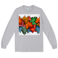 Moon Dust autumn  leaves seamless pattern Long Sleeve Tee - BundleAndBundleShop