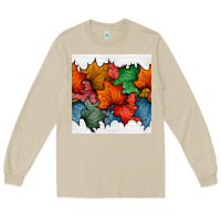 Mushroom autumn  leaves seamless pattern Long Sleeve Tee - BundleAndBundleShop