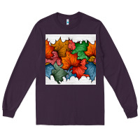 Plum autumn  leaves seamless pattern Long Sleeve Tee - BundleAndBundleShop