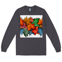 Smoke autumn  leaves seamless pattern Long Sleeve Tee - BundleAndBundleShop
