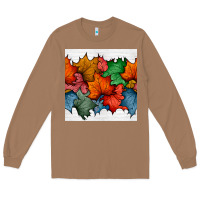 Toasted Coconut autumn  leaves seamless pattern Long Sleeve Tee - BundleAndBundleShop