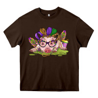 Chocolate Brown mardi gras pig Heavy Core Tee - CowGirlArtShop