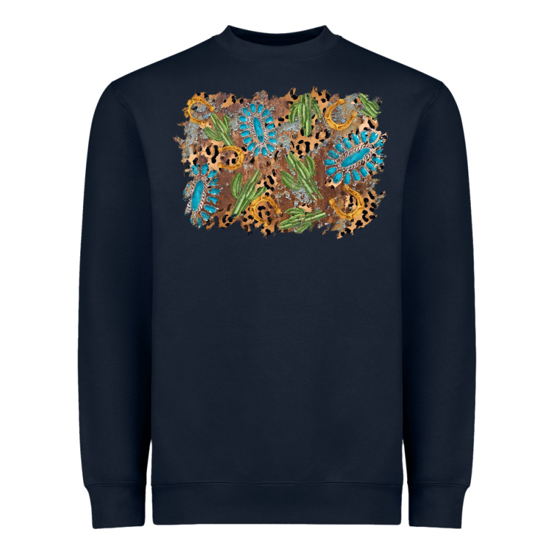 Horseshoe Leopard Gemstone Cactus Background Heavyweight Sweatshirt by AdoDesignShop | Teevron