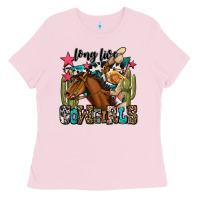 Bubblegum Pink long live cowgirls Ladies Tee - OliviaCreatesArt