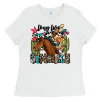 White long live cowgirls Ladies Tee - OliviaCreatesArt