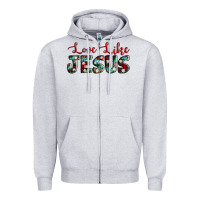 Heather Grey love like jesus Zipper Hoodie - AdoDesignShop