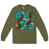 Army Green turquoise serape leopard seamless pattern Long Sleeve Tee - BundleAndBundleShop