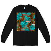Black turquoise serape leopard seamless pattern Long Sleeve Tee - BundleAndBundleShop