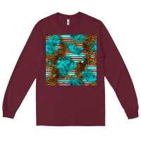 Burgundy turquoise serape leopard seamless pattern Long Sleeve Tee - BundleAndBundleShop