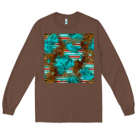 Chestnut turquoise serape leopard seamless pattern Long Sleeve Tee - BundleAndBundleShop
