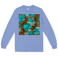 Turquoise Serape Leopard Seamless Pattern Long Sleeve Tee | Teevron