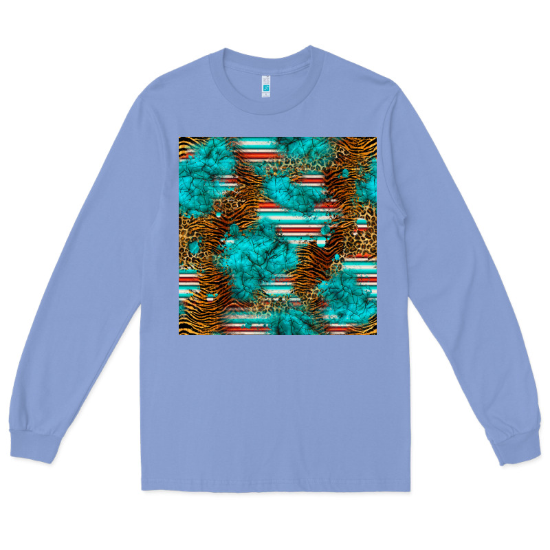 Turquoise Serape Leopard Seamless Pattern Long Sleeve Tee by BundleAndBundleShop | Teevron