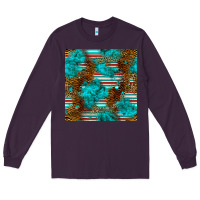Plum turquoise serape leopard seamless pattern Long Sleeve Tee - BundleAndBundleShop