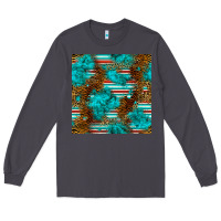 Smoke turquoise serape leopard seamless pattern Long Sleeve Tee - BundleAndBundleShop