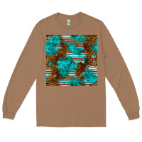Toasted Coconut turquoise serape leopard seamless pattern Long Sleeve Tee - BundleAndBundleShop