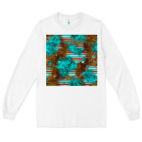 White turquoise serape leopard seamless pattern Long Sleeve Tee - BundleAndBundleShop