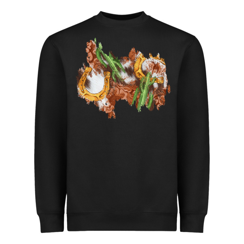 Horseshoe Cowhide Cactus Patch Heavyweight Sweatshirt by AdoDesignShop | Teevron