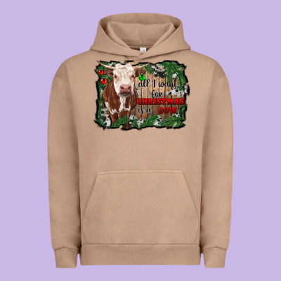 All I Want For Christmas Is A Cow Cowhide Urban Hoodie Designed By Ranaportraitstore
