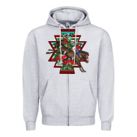 Heather Grey aztec rodeo christmas Zipper Hoodie - AdoDesignShop