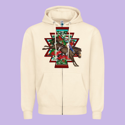 Aztec Rodeo Christmas Zipper Hoodie Designed By Adodesignshop