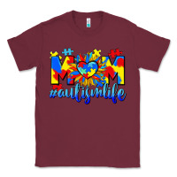 Burgundy Mom Autism life Classic Tee - CowGirlArtShop