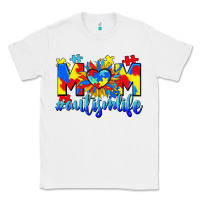 White Mom Autism life Classic Tee - CowGirlArtShop