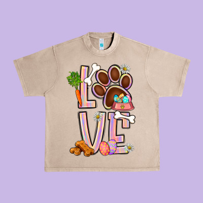 Tie Dye Easter Love Dog Paw Urban Heavy Tee Designed By Bundleandbundleshop