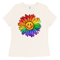 Rainbow Smiley Face Sunflower Ladies Tee | Teevron