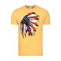 Vintage Mustard 4th of July Indian Headdress Gypsy Spirit Skull Vintage Tee - Jasminsmagicworld