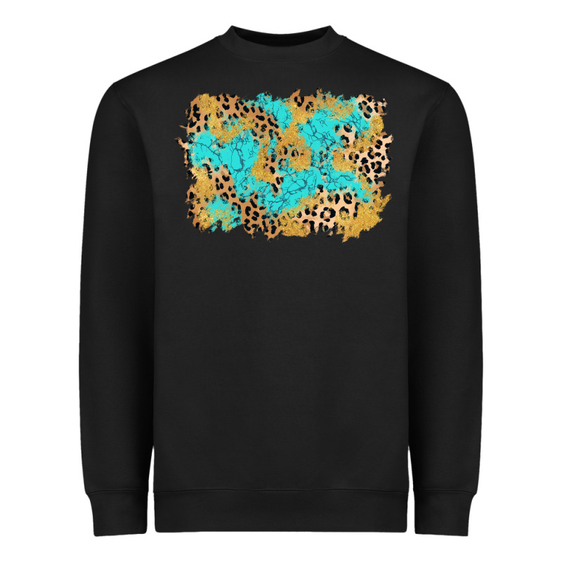 Glitter Leopard Turquoise Background Heavyweight Sweatshirt by AdoDesignShop | Teevron