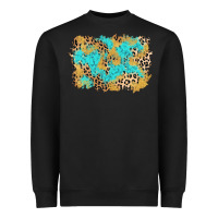 Black glitter leopard turquoise background Heavyweight Sweatshirt - AdoDesignShop