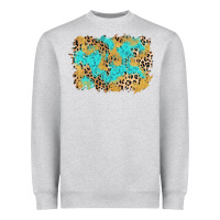 Heather Grey glitter leopard turquoise background Heavyweight Sweatshirt - AdoDesignShop