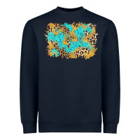 Navy glitter leopard turquoise background Heavyweight Sweatshirt - AdoDesignShop