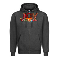 Charcoal Heather joy reindeer Zipper Hoodie - AdoDesignShop
