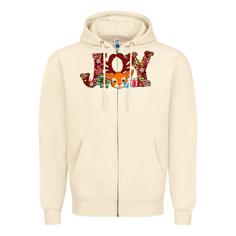Joy Reindeer Zipper Hoodie by AdoDesignShop | Teevron