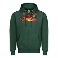 Sports Green joy reindeer Zipper Hoodie - AdoDesignShop
