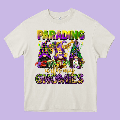 Parading With My Gnomies Mardi Gras Heavy Core Tee Designed By Cowgirlartshop