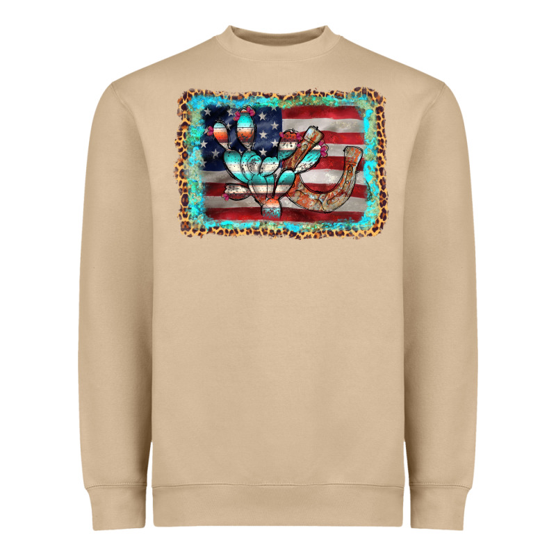 Flag Cactus Horseshoe Heavyweight Sweatshirt by AdoDesignShop | Teevron