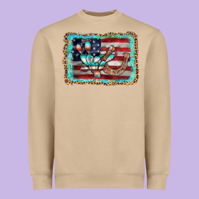 Flag Cactus Horseshoe Heavyweight Sweatshirt Designed By Adodesignshop