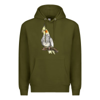 Army Green Cocktail Parrot Premium Hoodie - LillyAllenDesigns