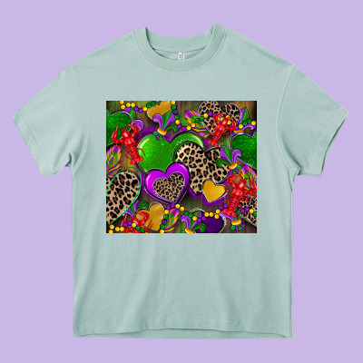 Mardi Gras Hearts Heavy Core Tee Designed By Cowgirlartshop