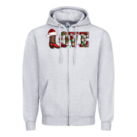 Heather Grey love christmas boots Zipper Hoodie - AdoDesignShop