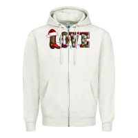 Oatmeal Heather love christmas boots Zipper Hoodie - AdoDesignShop