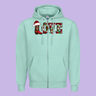 Love Christmas Boots Zipper Hoodie Designed By Adodesignshop