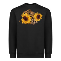 Black sunflower leopard patch Heavyweight Sweatshirt - AdoDesignShop