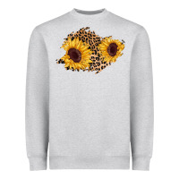 Heather Grey sunflower leopard patch Heavyweight Sweatshirt - AdoDesignShop